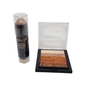 Makeup Revolution Ultra Strobe Stick & Highlighter Palette Set For Radiant Glow